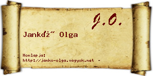 Jankó Olga névjegykártya